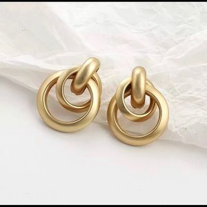 Geometric Drop Statement Earrings Gold Platted
